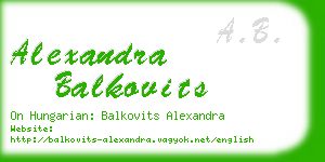 alexandra balkovits business card